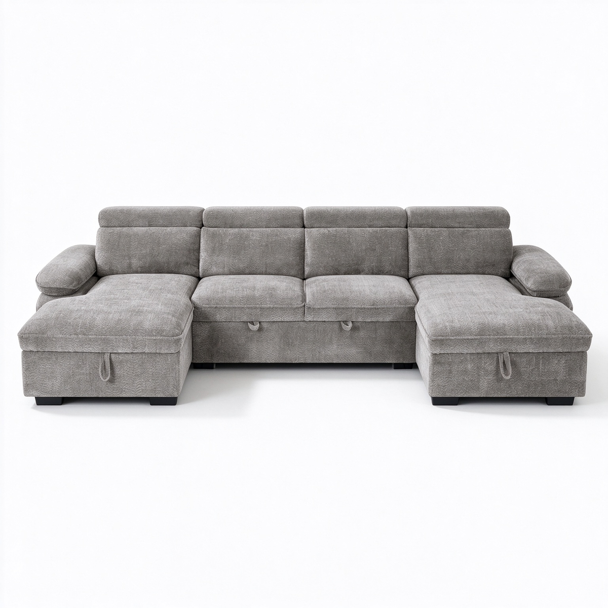 Anchor Grey U-Shape Corner Sofa Bed – 5 Seater with Storage, Adjustable Arms & Headrests