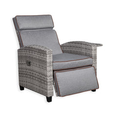 Ashley Range Reclining Armchair with Flip Table in Light Grey Weave and Grey Cushions