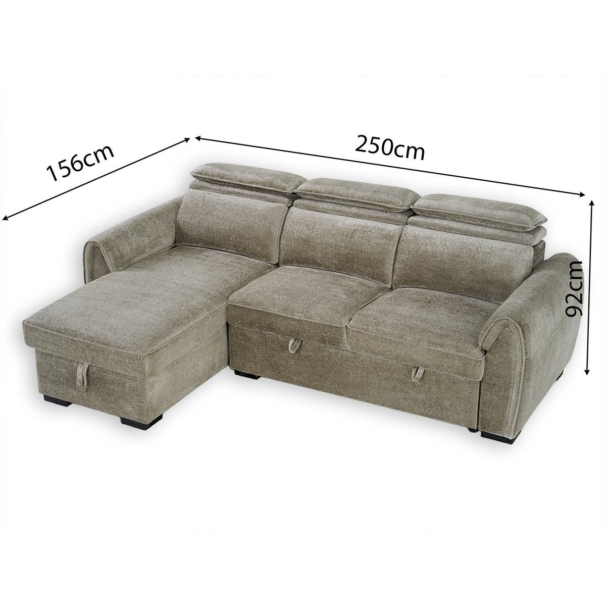 Nimbus Mushroom Universal Corner Sofa Bed – Adjustable Headrests, Ottoman Storage & 192×120cm Sleeping Area