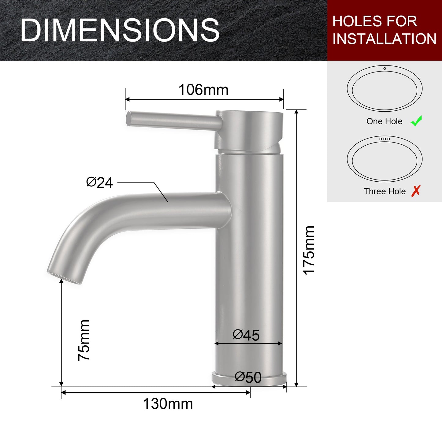 Gun Grey Standard Basin Mixer Tap