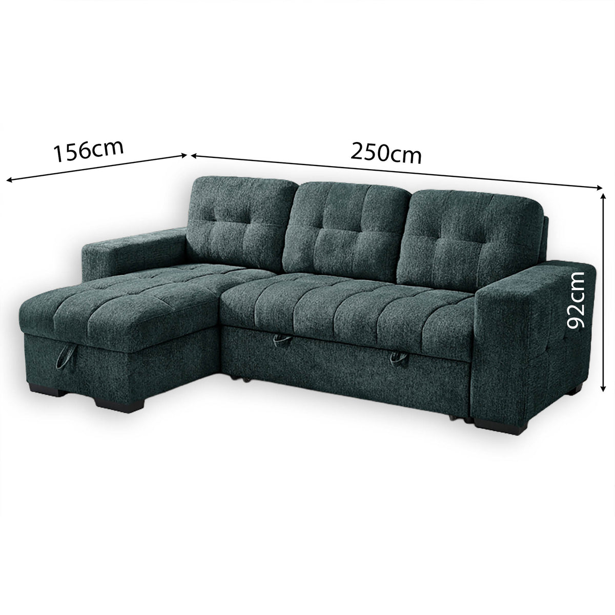 Cove Teal Universal Corner Sofa Bed – 4 Seater Polyester Sofabed