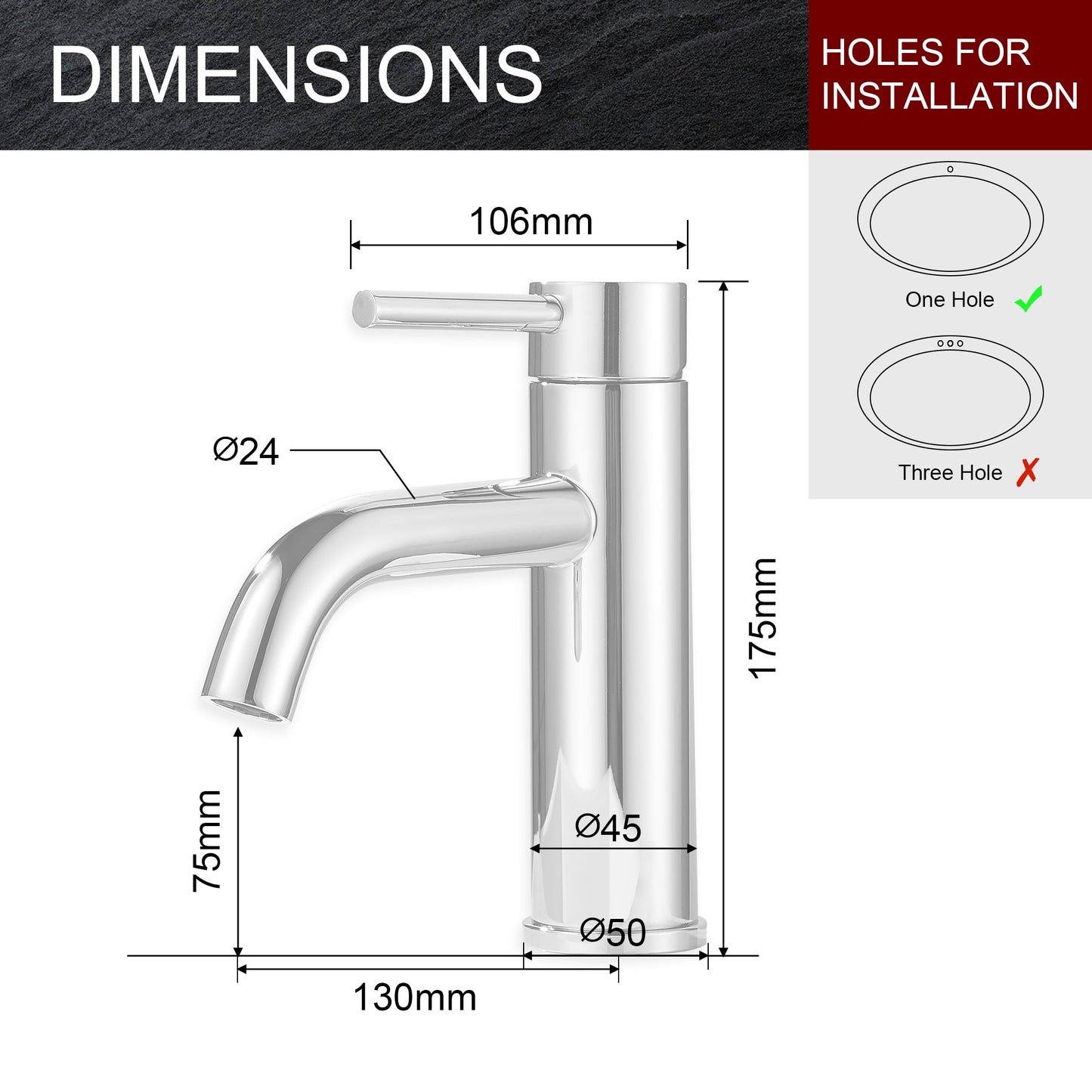 Chrome Short Basin Mixer Tap