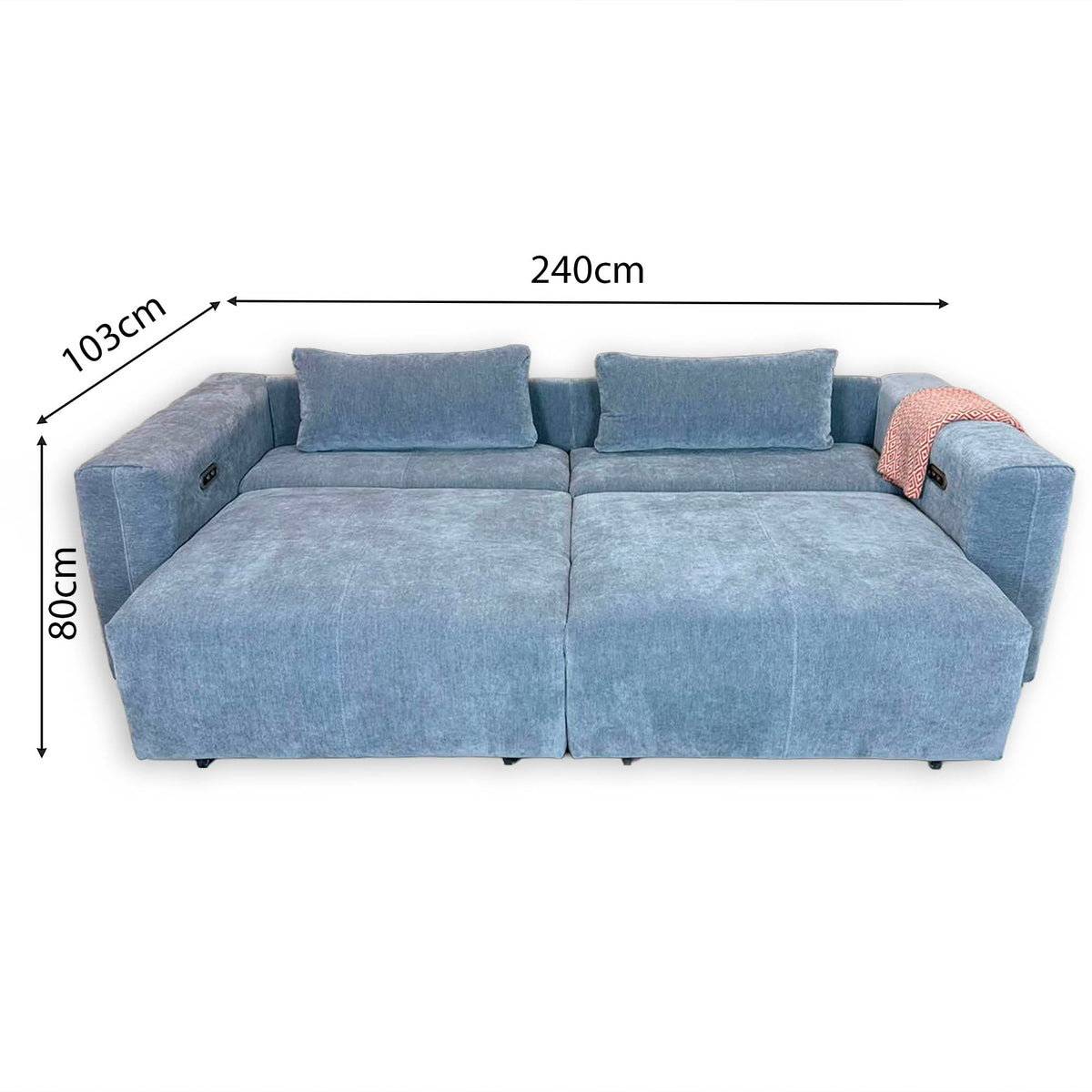 Aurora Grey Electric Sofa Bed – Powered Extending Seats with USB Charging & Lumbar Bolsters