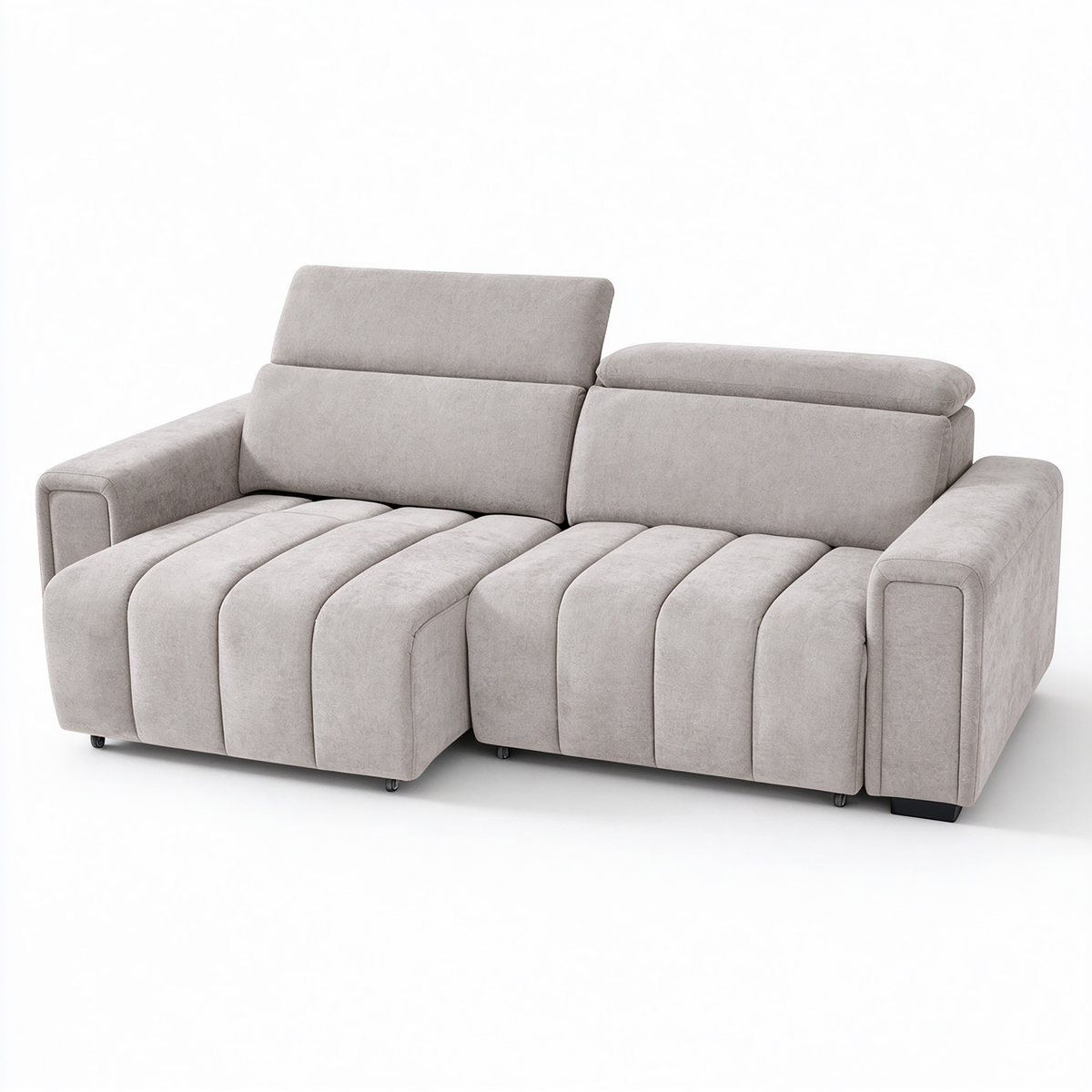 Glide Beige Electric Sofa Bed – 3 Seater with Independent Power Sliding Seats & Adjustable Headrests