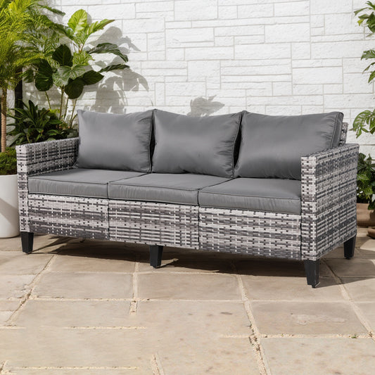 Due in 25/05/25  Palma Range 3-Seater Sofa in Grey Rattan
