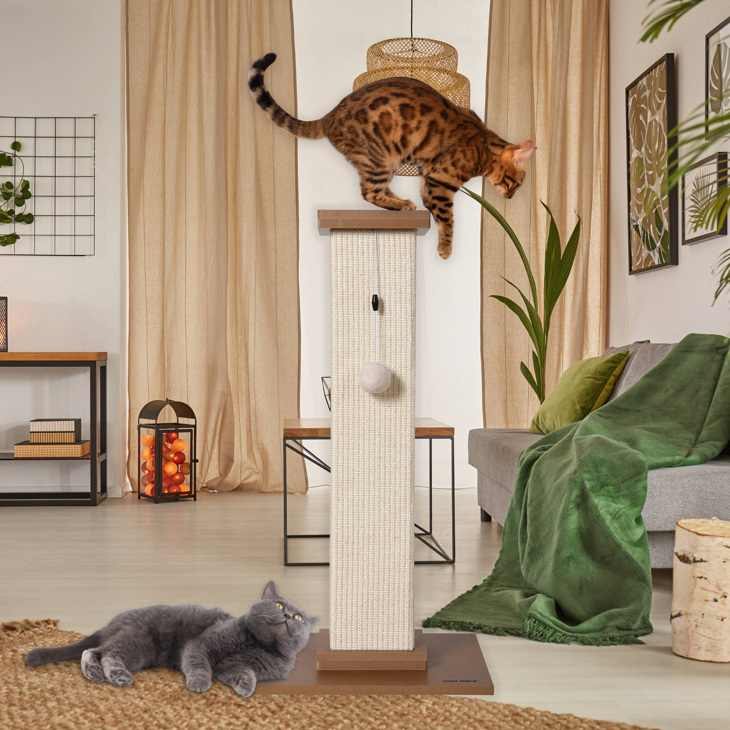 Max Mice Ultimate Heavy Duty Cat Scratching Post, Large Vertical Roman Column with Durable, Wear-Resistant gisal for Endless Scratching Enioyment(White)