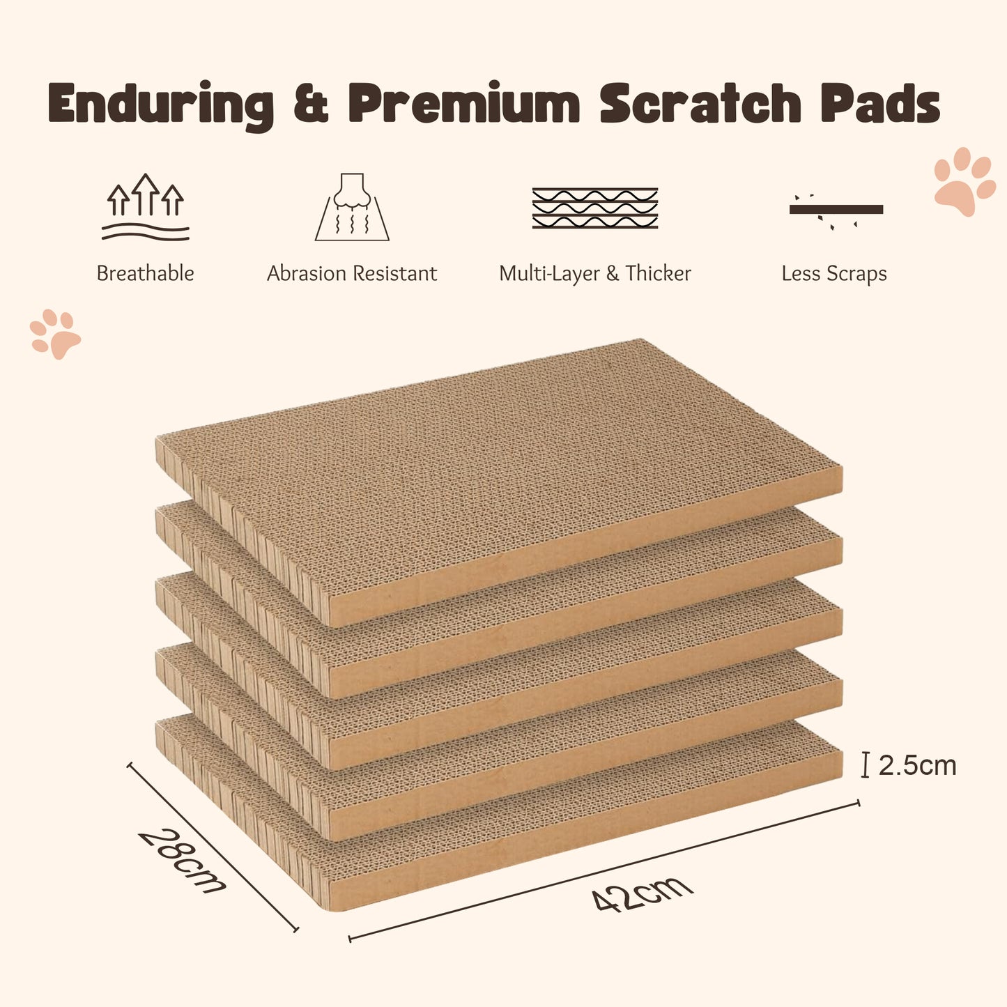 Due in 25/02/25 Max Mice Cat Scratching Board with Box, 5 Layers Design Cat Scratching Pad, Reversible Cat Scratcher Cardboard Lounge Bed, Corrugated Cardboard Cat Scratcher for Indoor Kitty