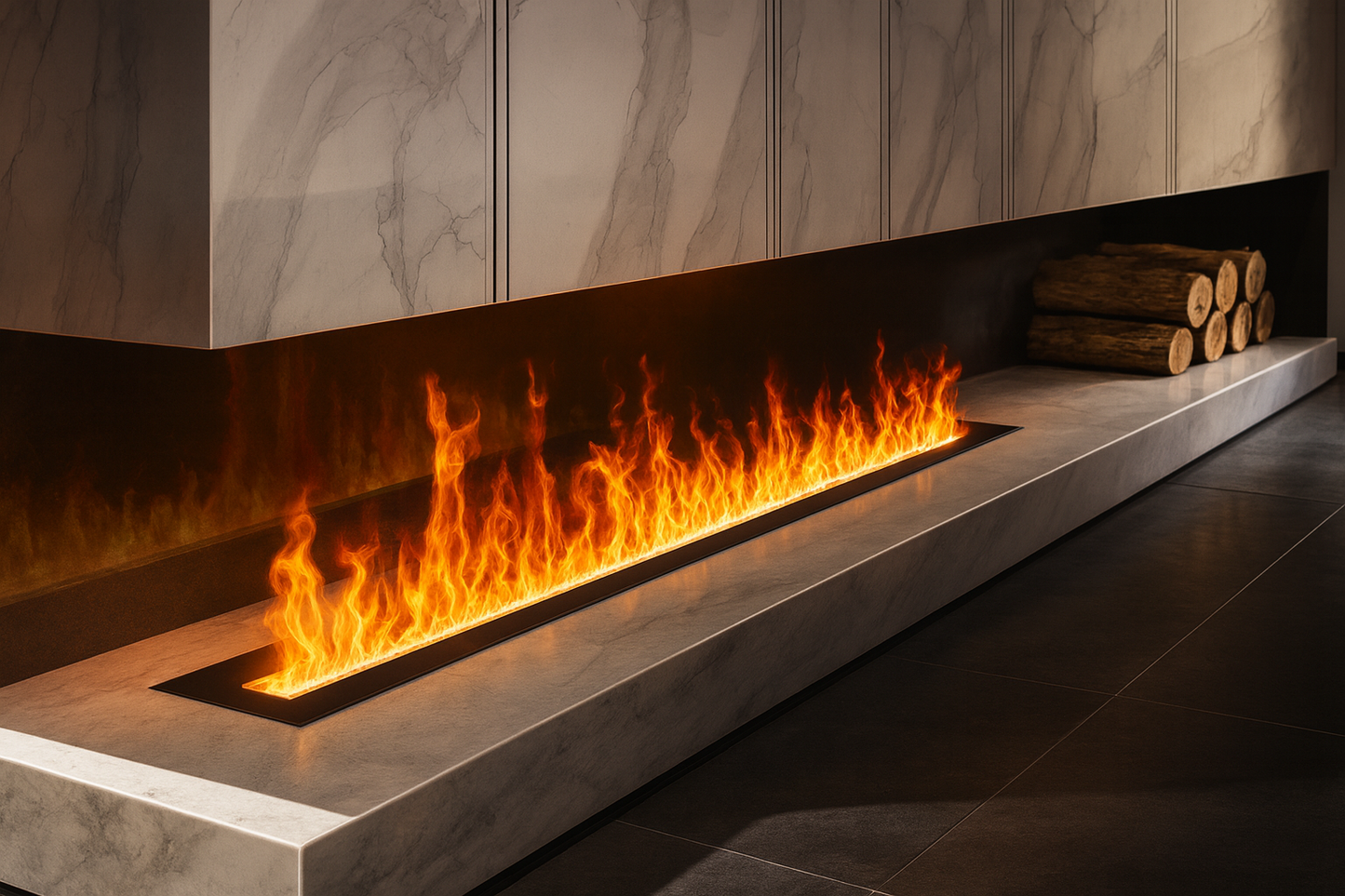 1000MM/39.37" Luxe Water Vapour Fireplace – 15 Colour Realistic Flame, Cool to Touch, Up to 24hr Run Time