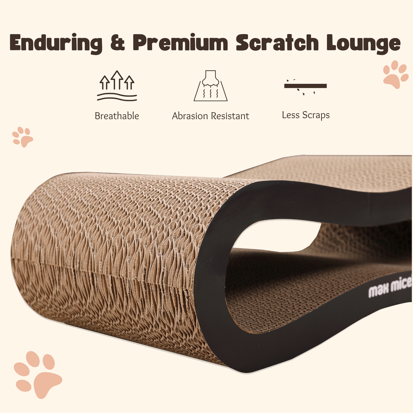 Max Mice Ultimate Cat Scratcher Lounge Bed，8-Shape Design，Superior Cardboard & Construction，Indoor Durable Cat Furniture for Scratch and Rest