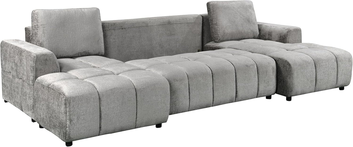 Grandeur Luxury Grey U-Shape Corner Sofa Bed – 5 Seater with Underseat Storage & Sofabed Conversion