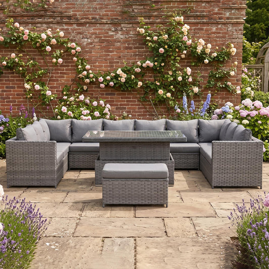 Isobella Range Large Modular U-Shape Corner Set with Rising Table in Slate Grey Weave