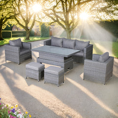 Isobella Range Large Sofa Set with Rising Table in Slate Grey Weave (CR17)