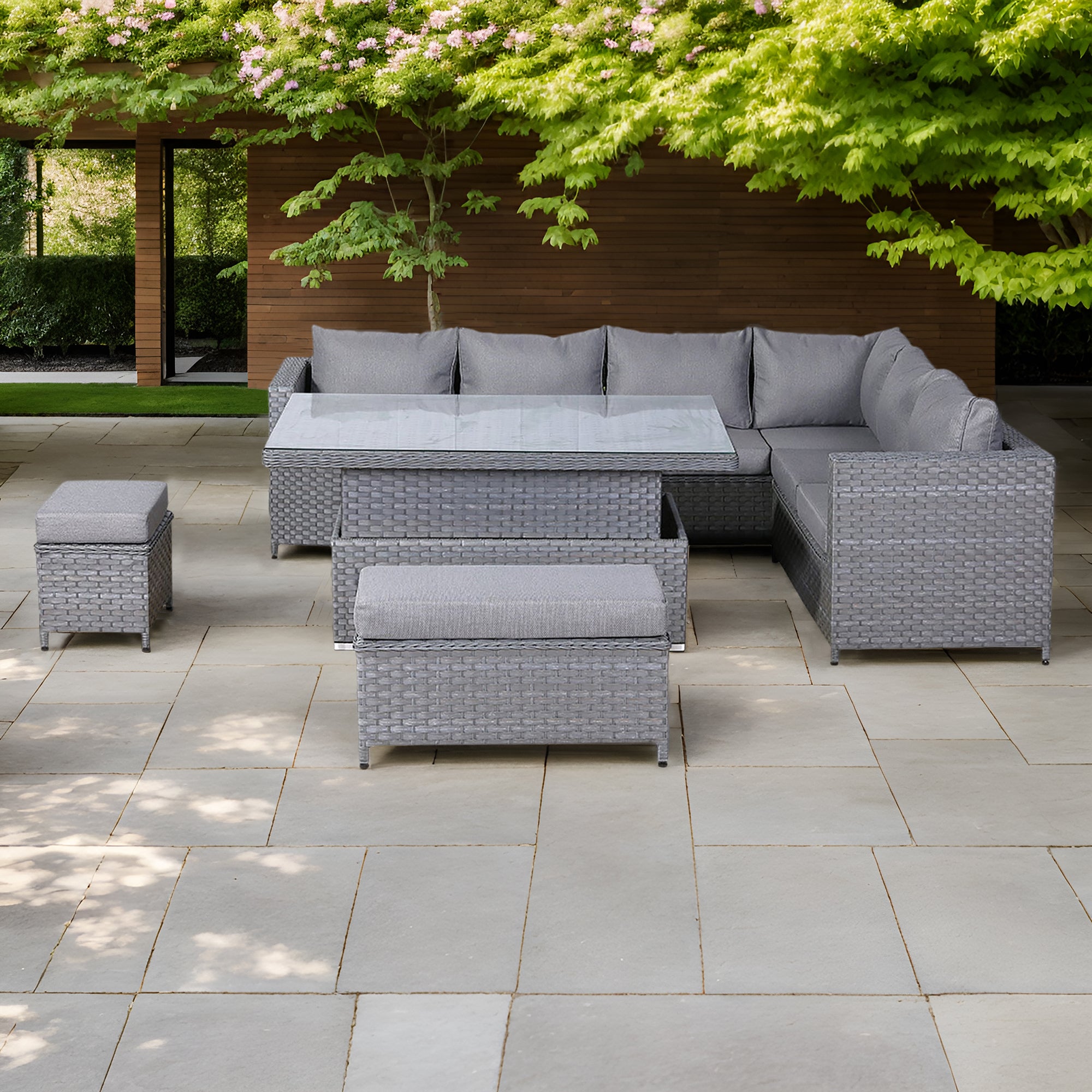 Isobella Range Right Hand Corner Sofa Set with Rising Table in Slate G ...