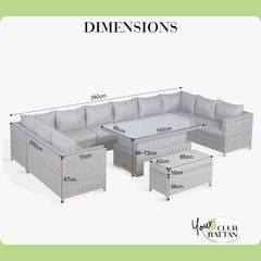 Isobella Range Large Modular U-Shape Corner Set with Rising Table in Slate Grey Weave (CS16)