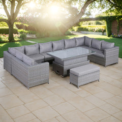 PRE ORDER...Isobella Range Large U-Shape Corner Set with Rising Table in Slate Grey Weave