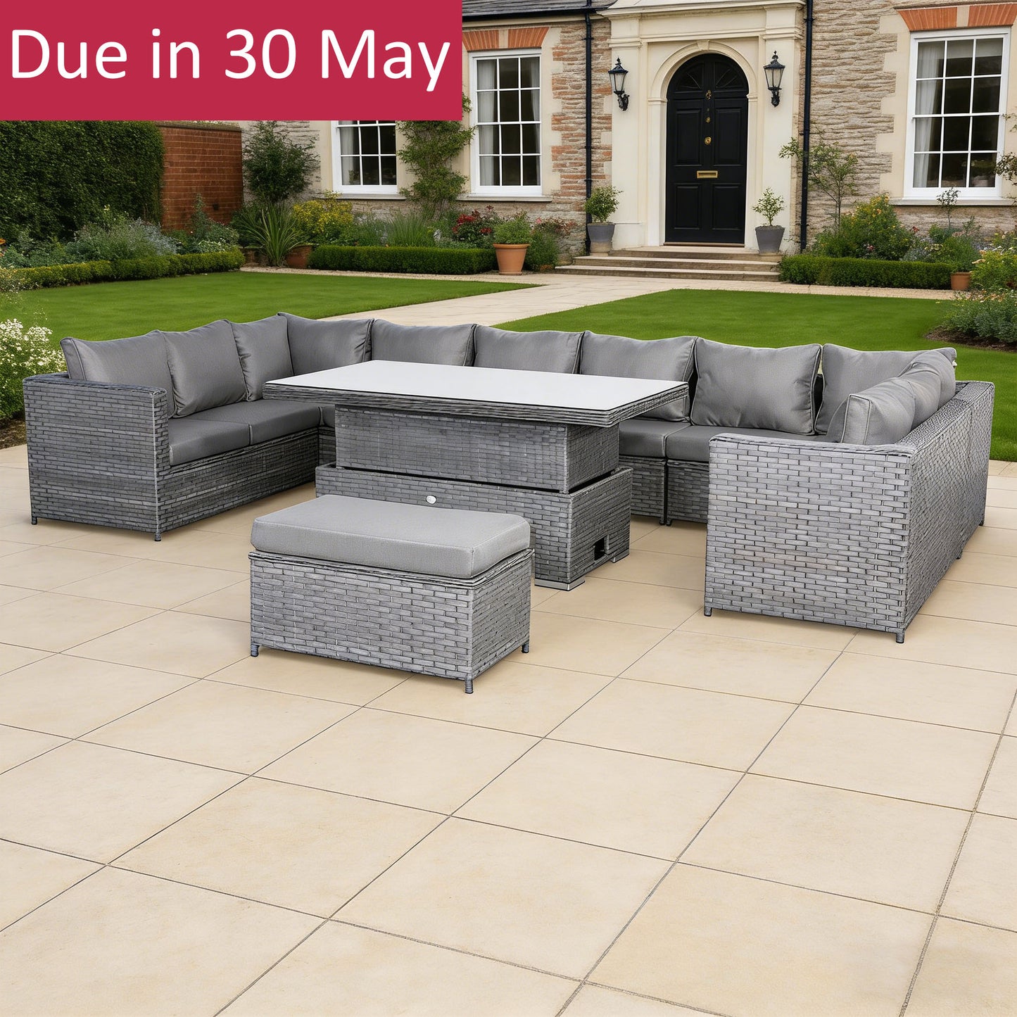 PRE ORDER...Isobella Range Large Modular U-Shape Corner Set with Rising Table in Slate Grey Weave