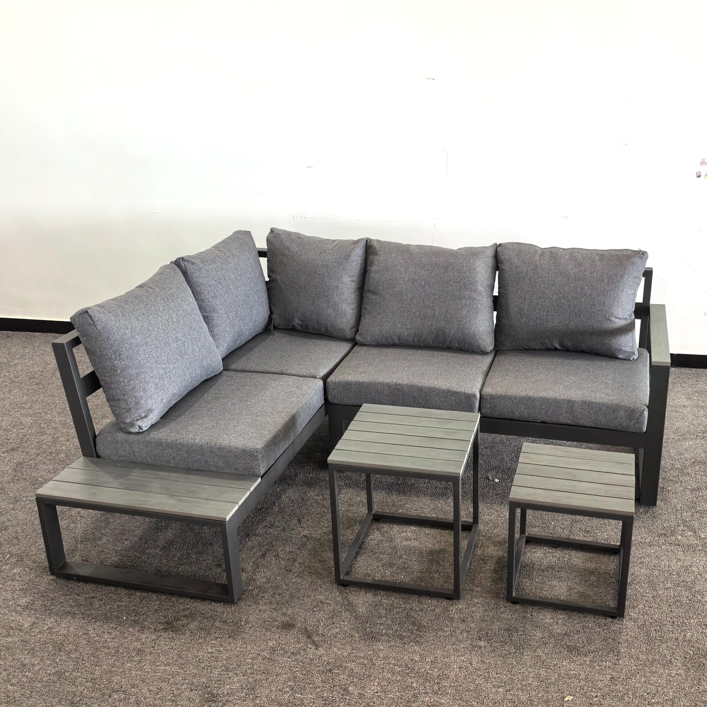 Due in 08/05/25  #AL-17 Floor Sample Clearance Sale Aluminium Lounger Corner Sofa Set with Coffee Tables