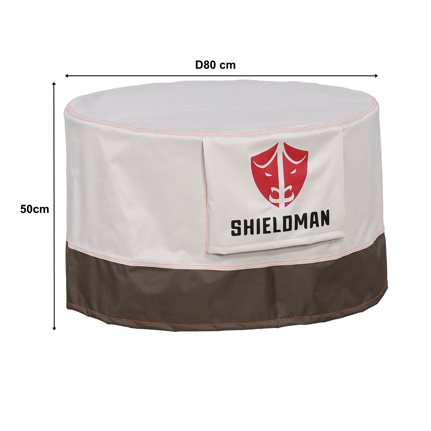 RC-L80 Heavy-Duty Waterproof Round Fire Pit Cover (D80 x H50cm) – Two-Tone White & Brown