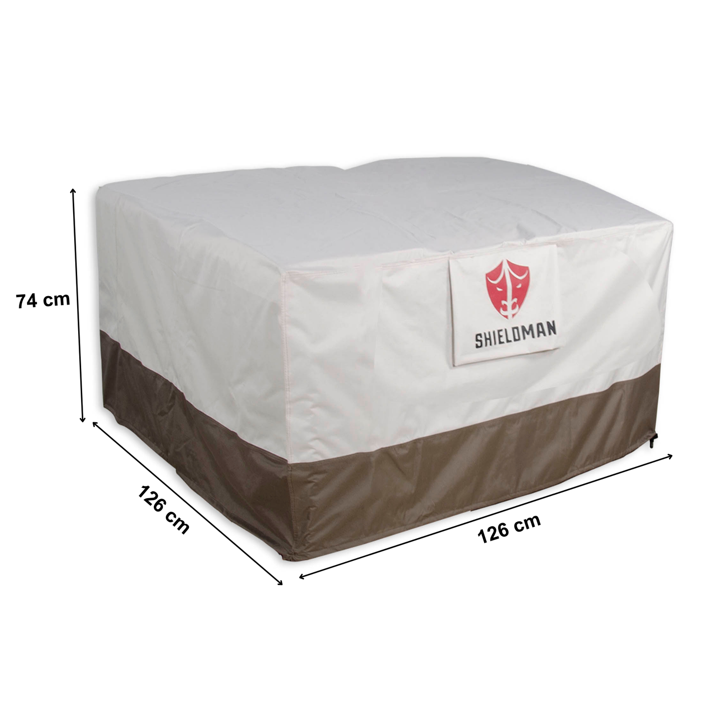 RC-126 Heavy-Duty Waterproof Square Patio Furniture Cover (126 x 126 x 74cm) – Two-Tone White & Brown