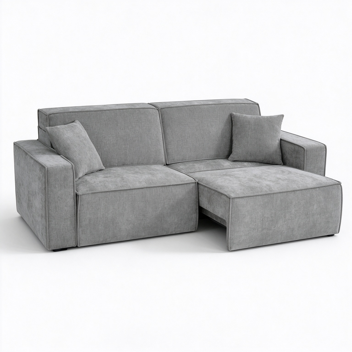 Sleek Grey Electric Sofa Bed – 3 Seater with Power Extension Mechanism & Accent Cushions