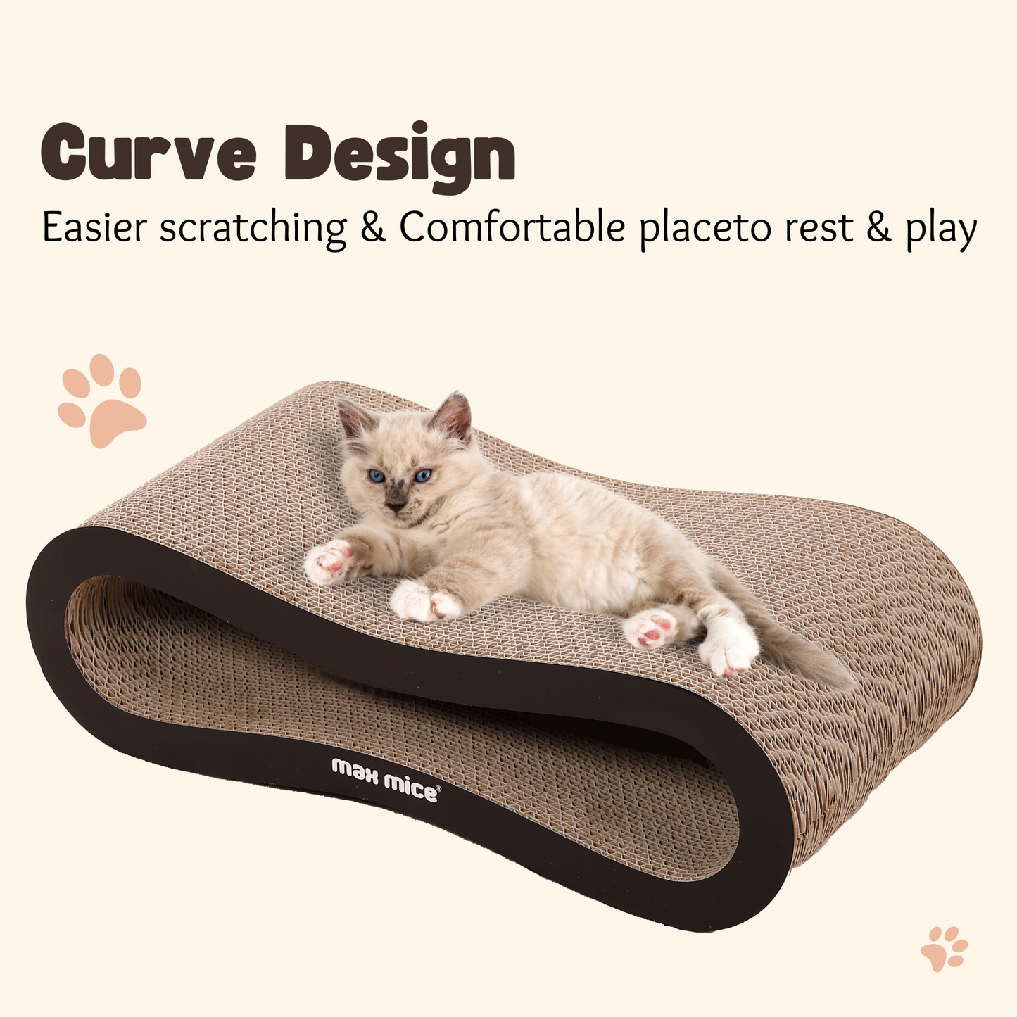 Max Mice Ultimate Cat Scratcher Lounge Bed，8-Shape Design，Superior Cardboard & Construction，Indoor Durable Cat Furniture for Scratch and Rest