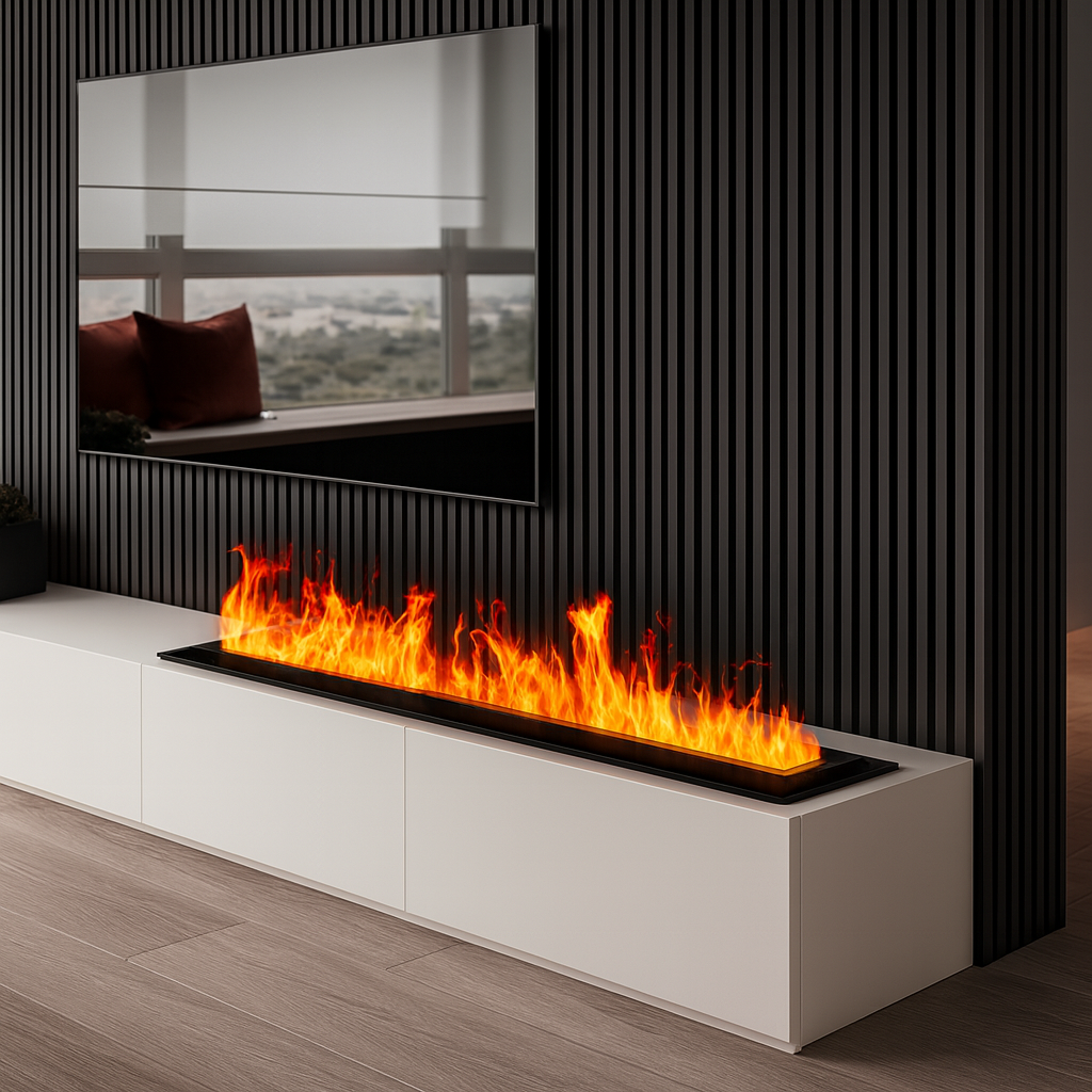 1000MM/39.37" Luxe Water Vapour Fireplace – 15 Colour Realistic Flame, Cool to Touch, Up to 24hr Run Time