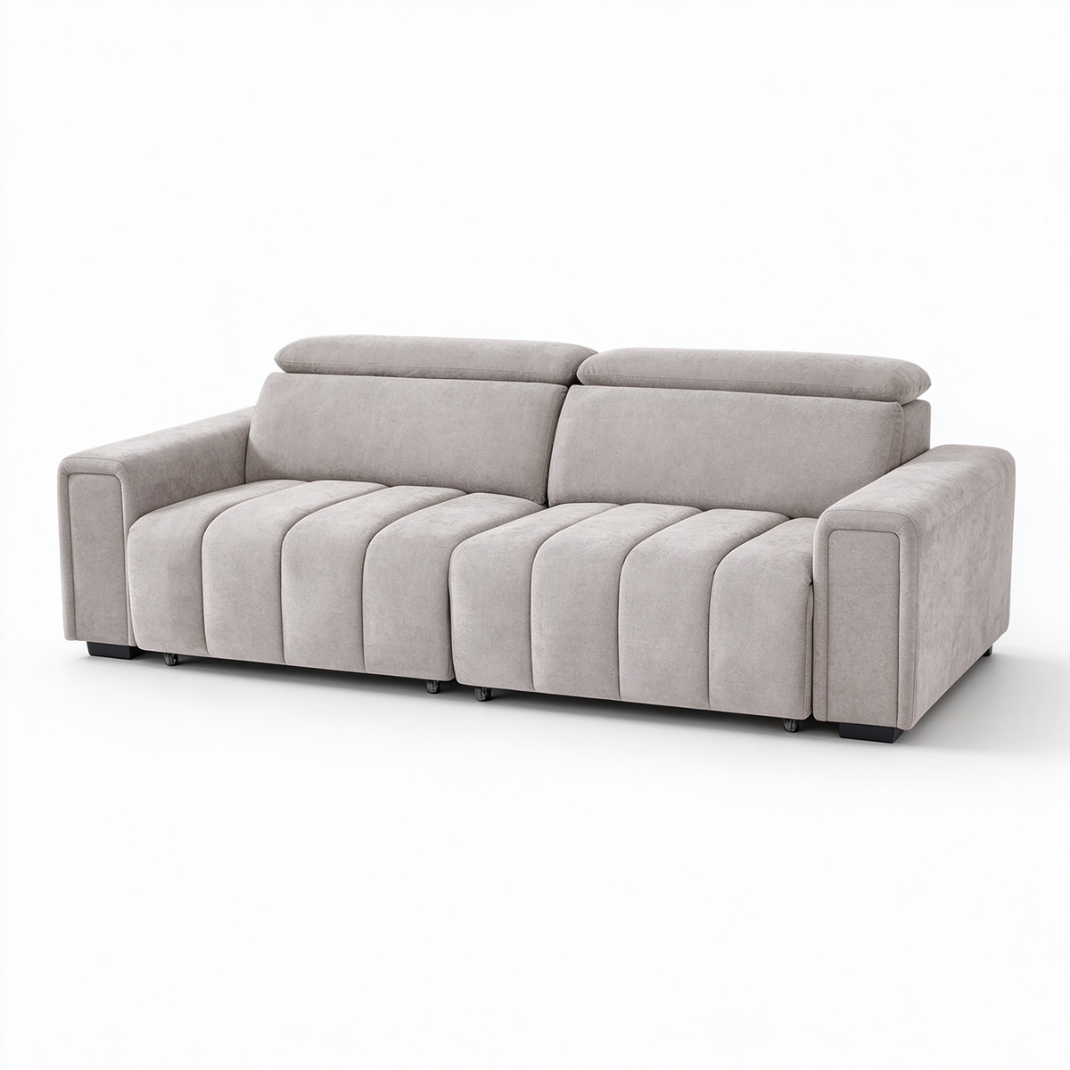 Glide Beige Electric Sofa Bed – 3 Seater with Independent Power Sliding Seats & Adjustable Headrests