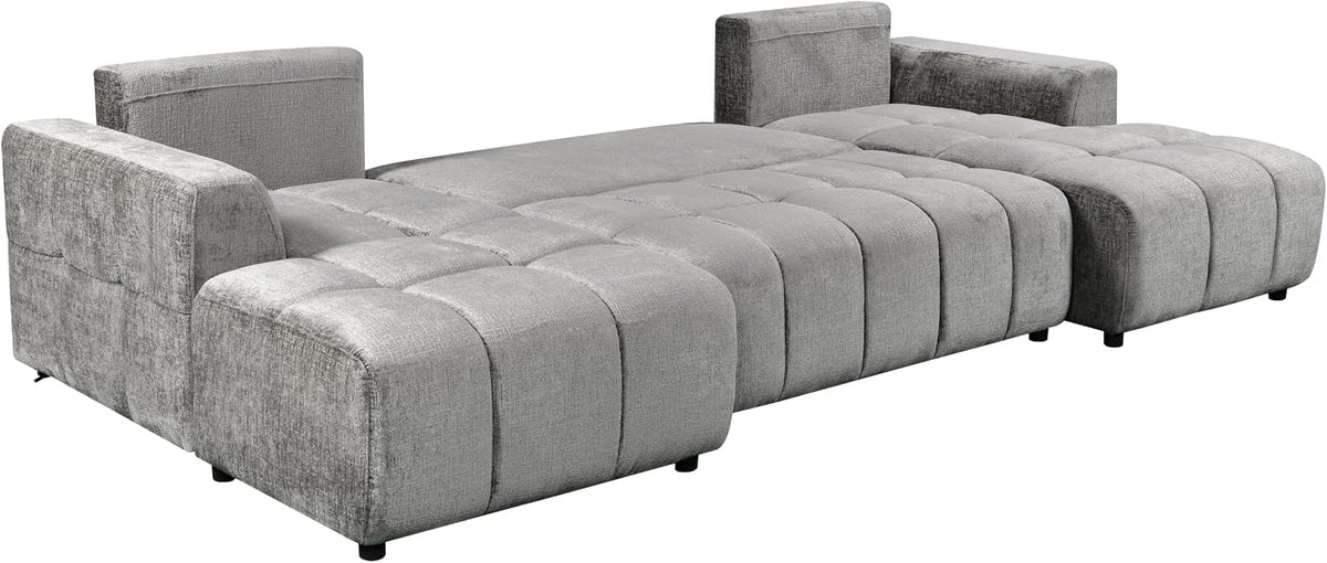 Grandeur Luxury Grey U-Shape Corner Sofa Bed – 5 Seater with Underseat Storage & Sofabed Conversion