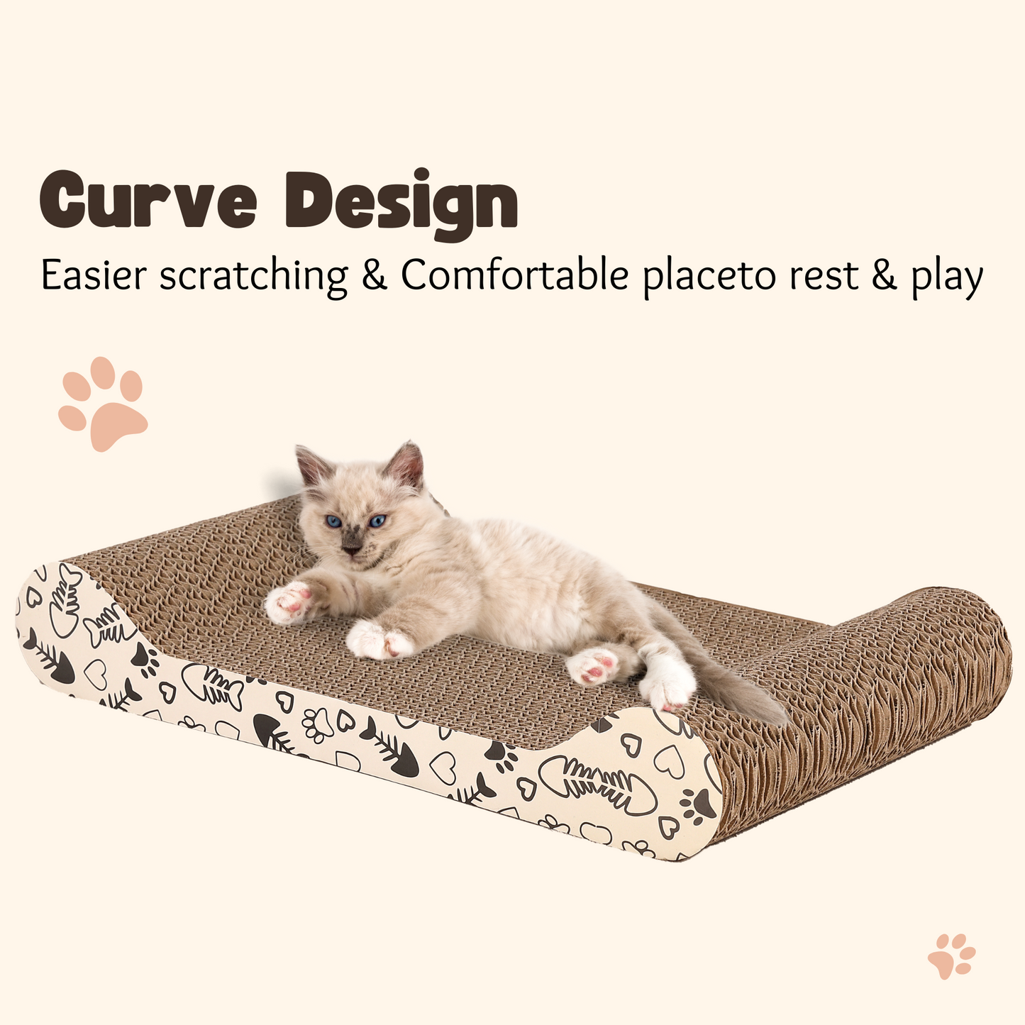 Max Mice scratching board For Natural Claw Care，Durable Bone-Shaped Cat Scratcher, High-Density Corrugated Cardboard – Non-Shedding Scratch Pad for Indoor Cats