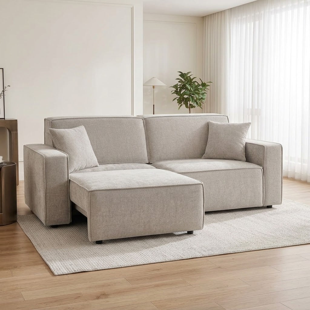 Muse Beige Electric Sofa Bed – 3 Seater with Power Extension Mechanism & Accent Cushions