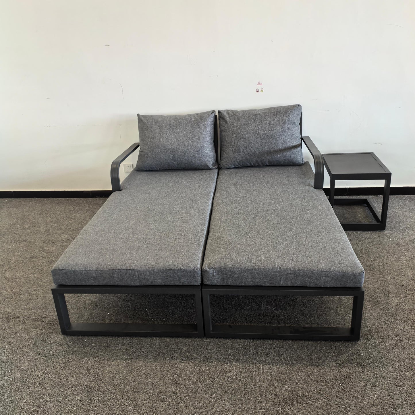 Due in 30/04/25  #AK-10 Floor Sample Clearance Sale Aluminium Pair Loungers with Side Table