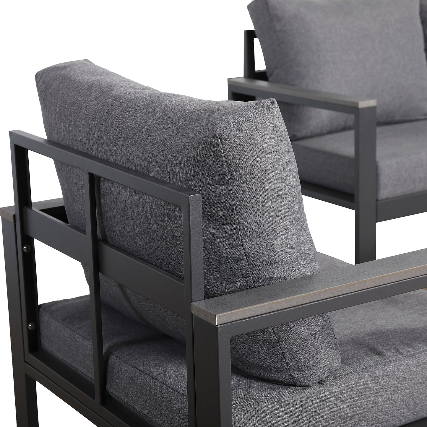 CK-04 Dune Range Large Sofa Set Charcoal Aluminium Frame With Grey Cushions