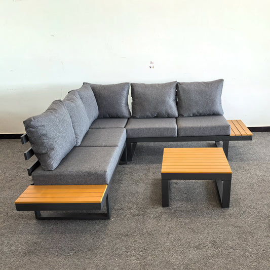 #AL-21 Floor Sample Clearance Sale-Aluminium Corner Sofa Set with CoffeeTable