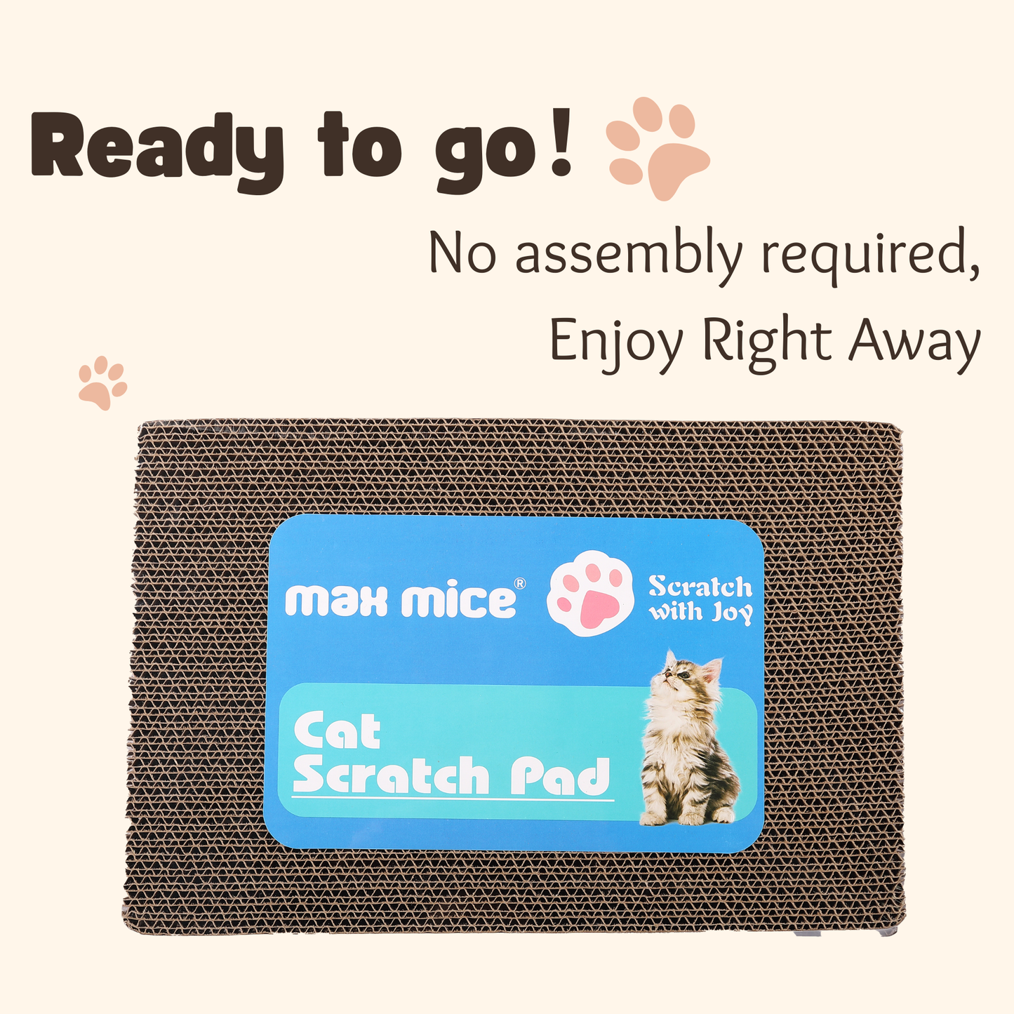 Max Mice Cat Scratching Boards – Cardboard Cat Scratcher Pack of 3, Cat Scratchers for Indoor Cats, Durable Cat Lounger – 42 * 28 * 2.5cm