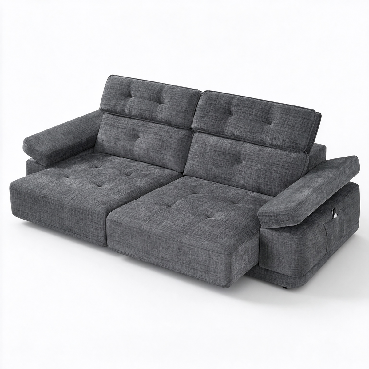 Hover  Light Grey Floating Sofa Bed – Remote-Controlled Extending Seats & Adjustable Headrests