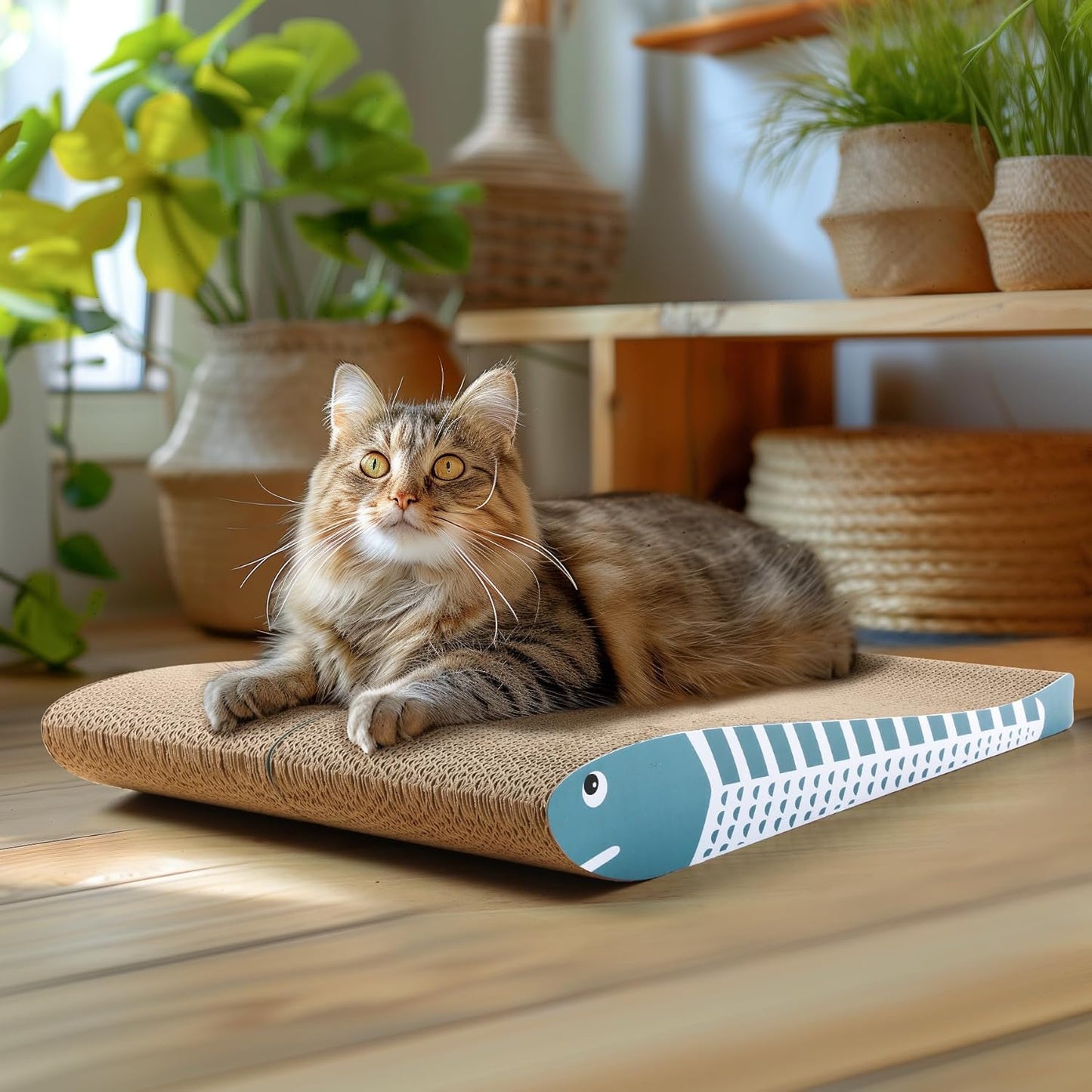 Max Mice Cat Scratching Board 2 Pack, Cat Scratcher Cardboard, Curved Cat Scratch Pad, Cute Cat Scratching Mat for Kitty, Recycle Cardboard Cat Scratcher, Double-Sided Pad for Long Lasting Use