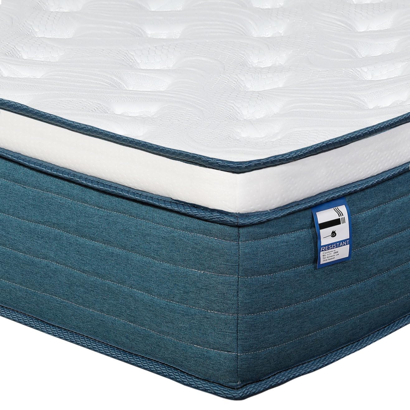 Club Rattan 135x190x30cm Hybrid Pocket Sprung & Memory Foam Double Mattress With Breathable Fabric, Medium Firm Feel,Skin Friendly Durable-Blue