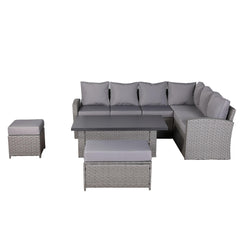IN STOCK...Wantage Right Hand Corner Sofa Set with Rising Table in large Grey Rattan (CS04)