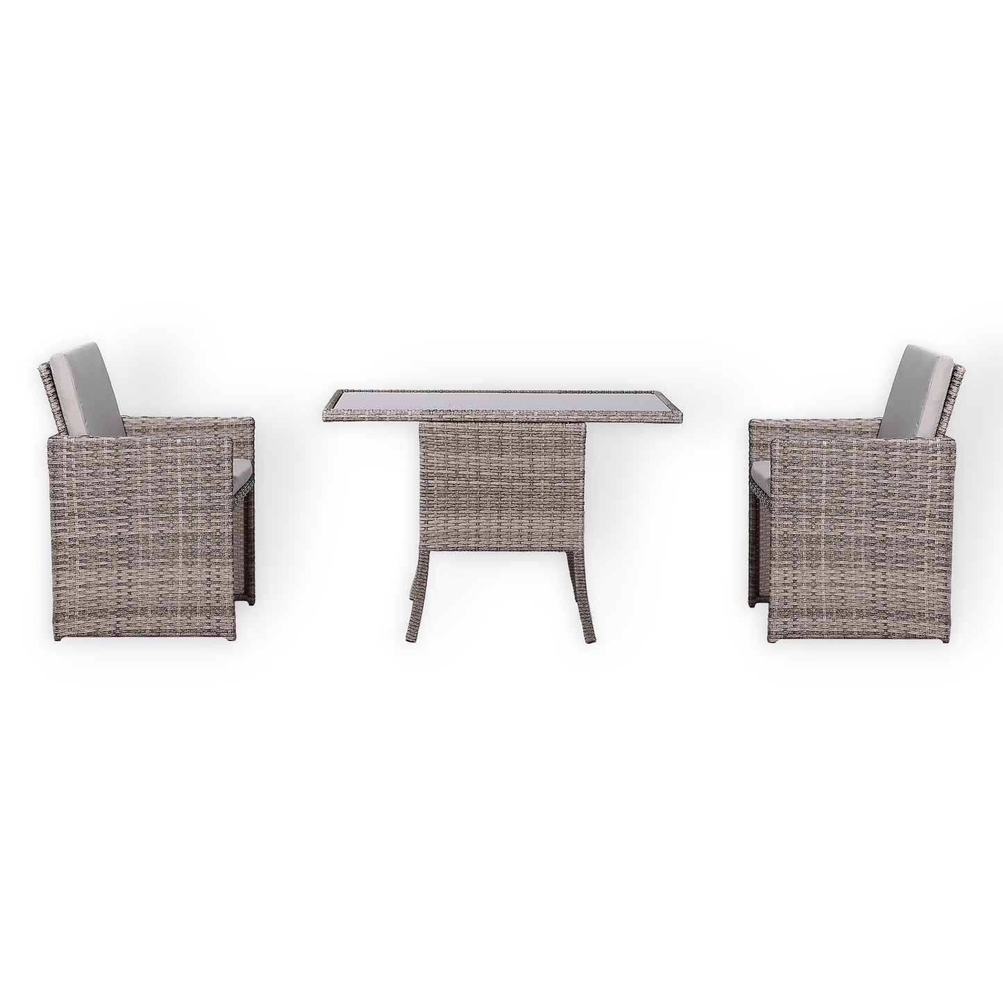 Due in 15/03/25....Rose Range Rattan Furniture Set for Balcony Poolside in Preminum Grey Rattan