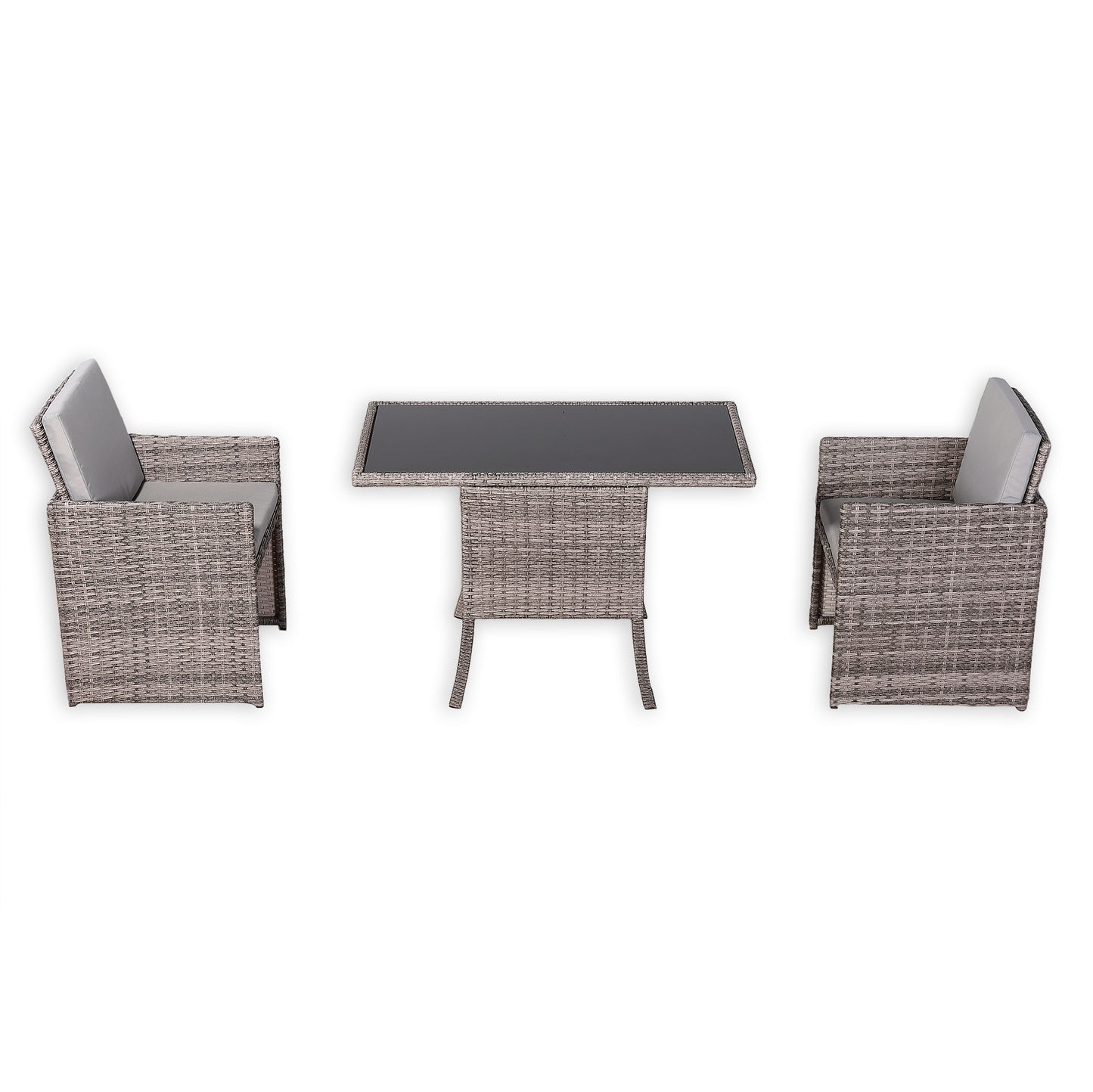 Due in 15/03/25....Rose Range Rattan Furniture Set for Balcony Poolside in Preminum Grey Rattan