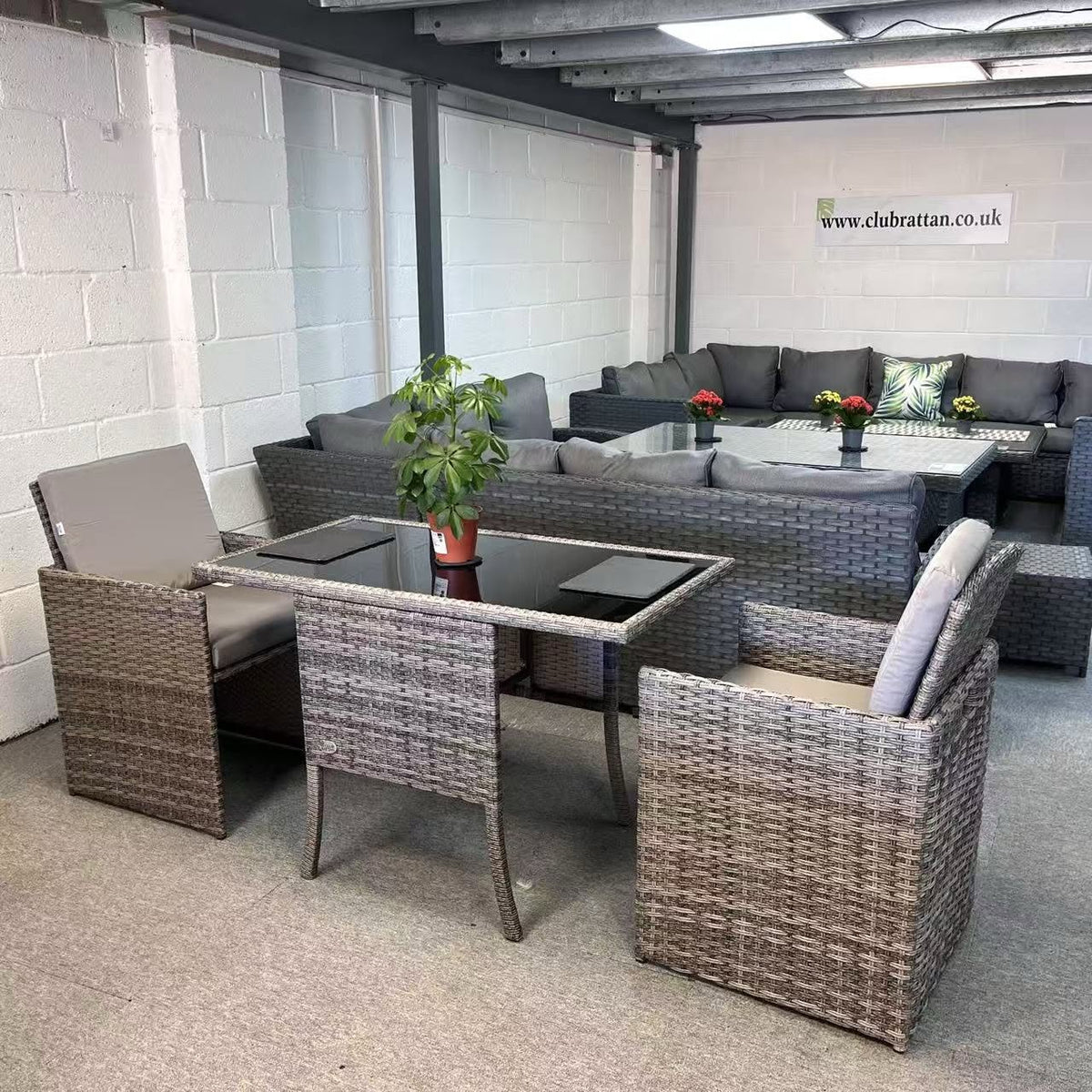 Rose Range Rattan Bistro Furniture Set for Balcony / Poolside in Preminum Grey Rattan