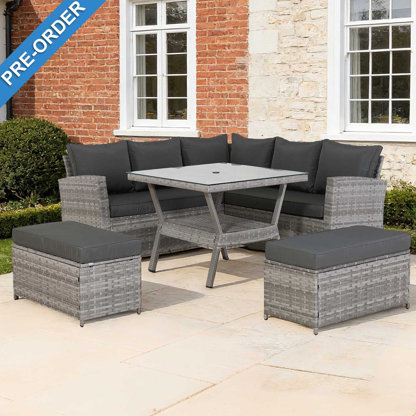 PRE ORDER-Bristol Range 9 Seater Rattan Garden Furniture Set | All-Weather Sofa & Dining Set with Free Rain Cover