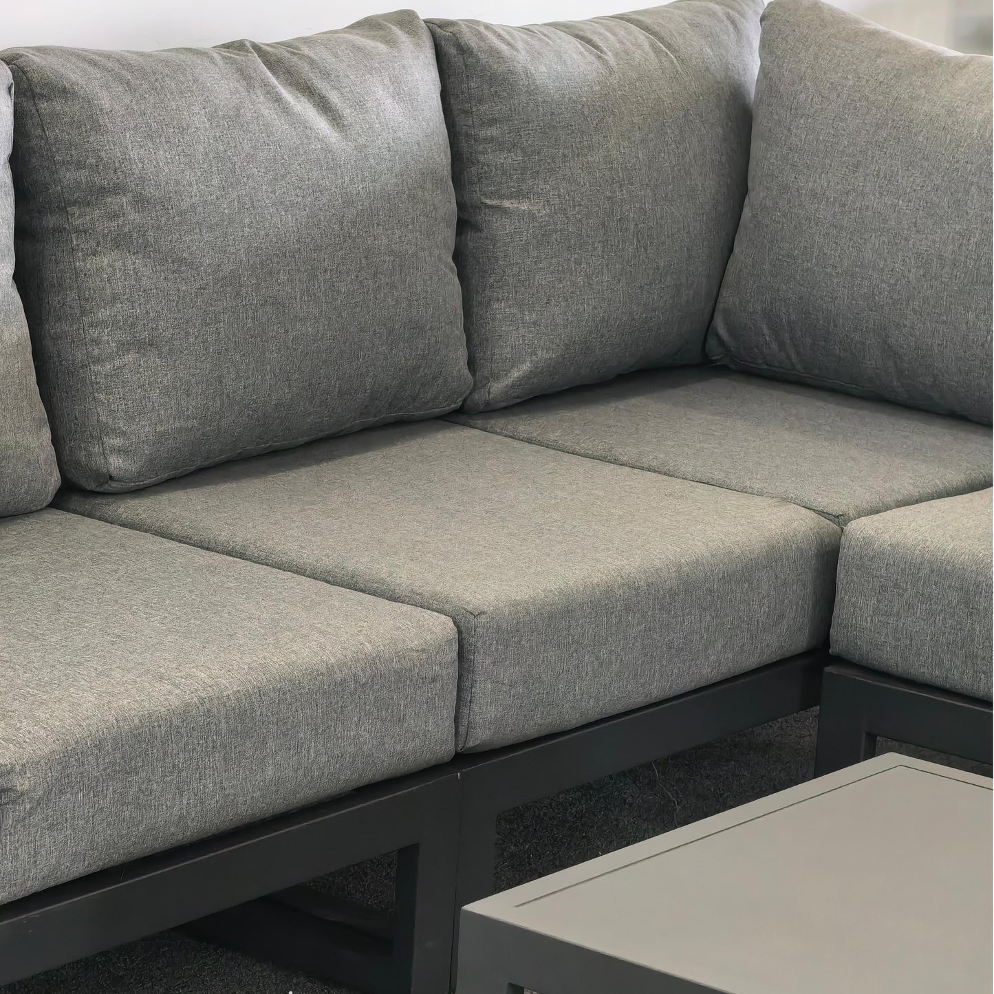 Due in 30/04/25  #AL-11 Floor Sample Clearance Sale Aluminium Corner Sofa Set with Coffee Table