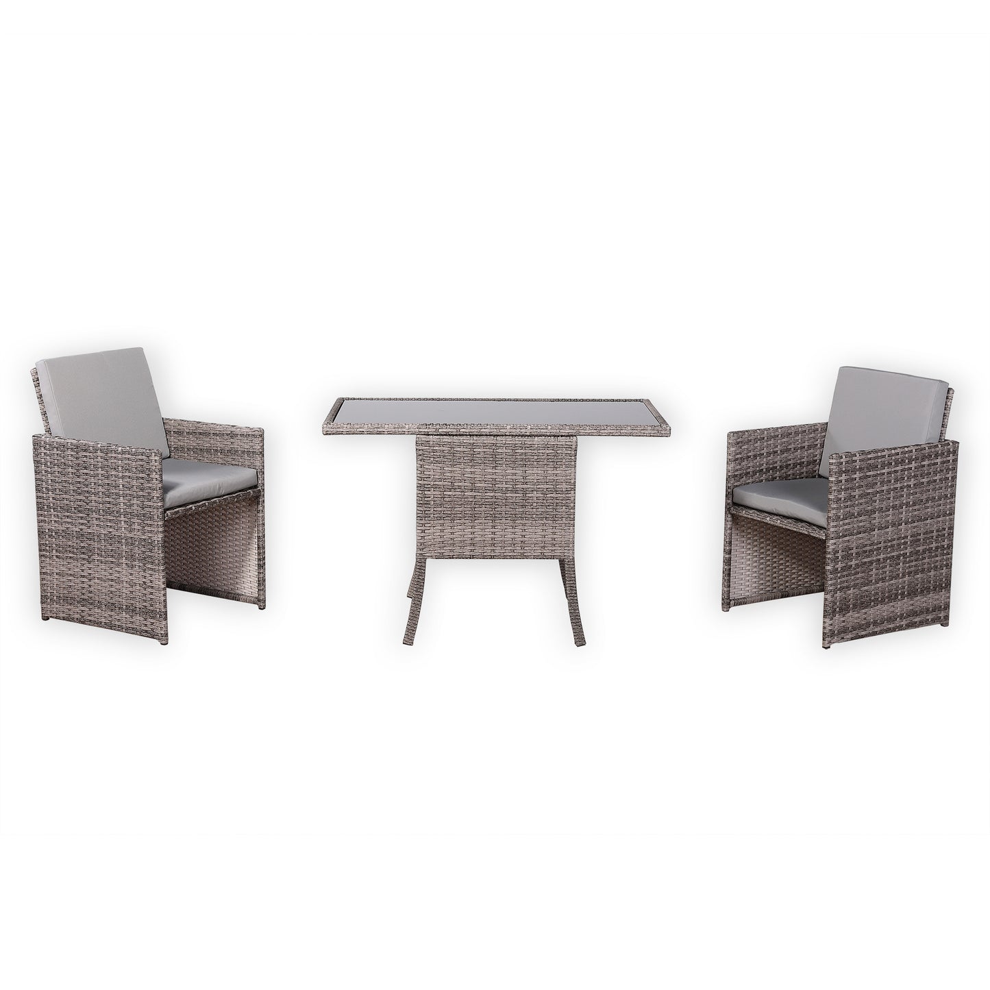 Due in 15/03/25....Rose Range Rattan Furniture Set for Balcony Poolside in Preminum Grey Rattan