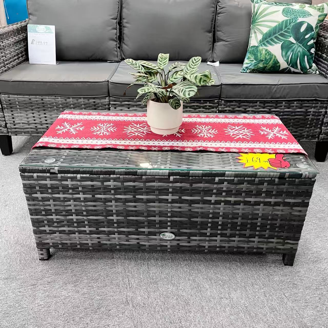 Clearance in shop, sale as shown--Palma Range Sofa Sets in Grey Rattan and Grey Cushions