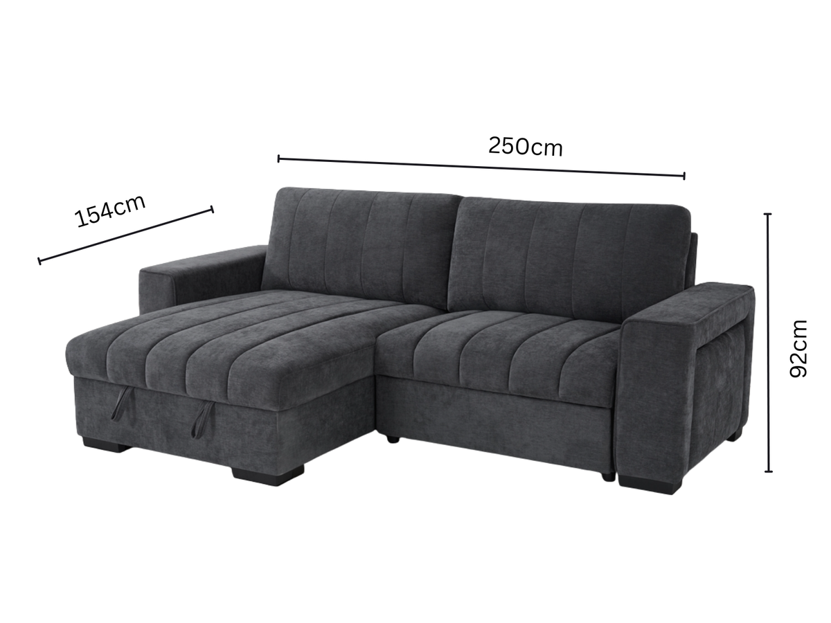 Beacon Grey Universal Corner Sofa Bed – Hidden Storage, USB Ports & Cupholder