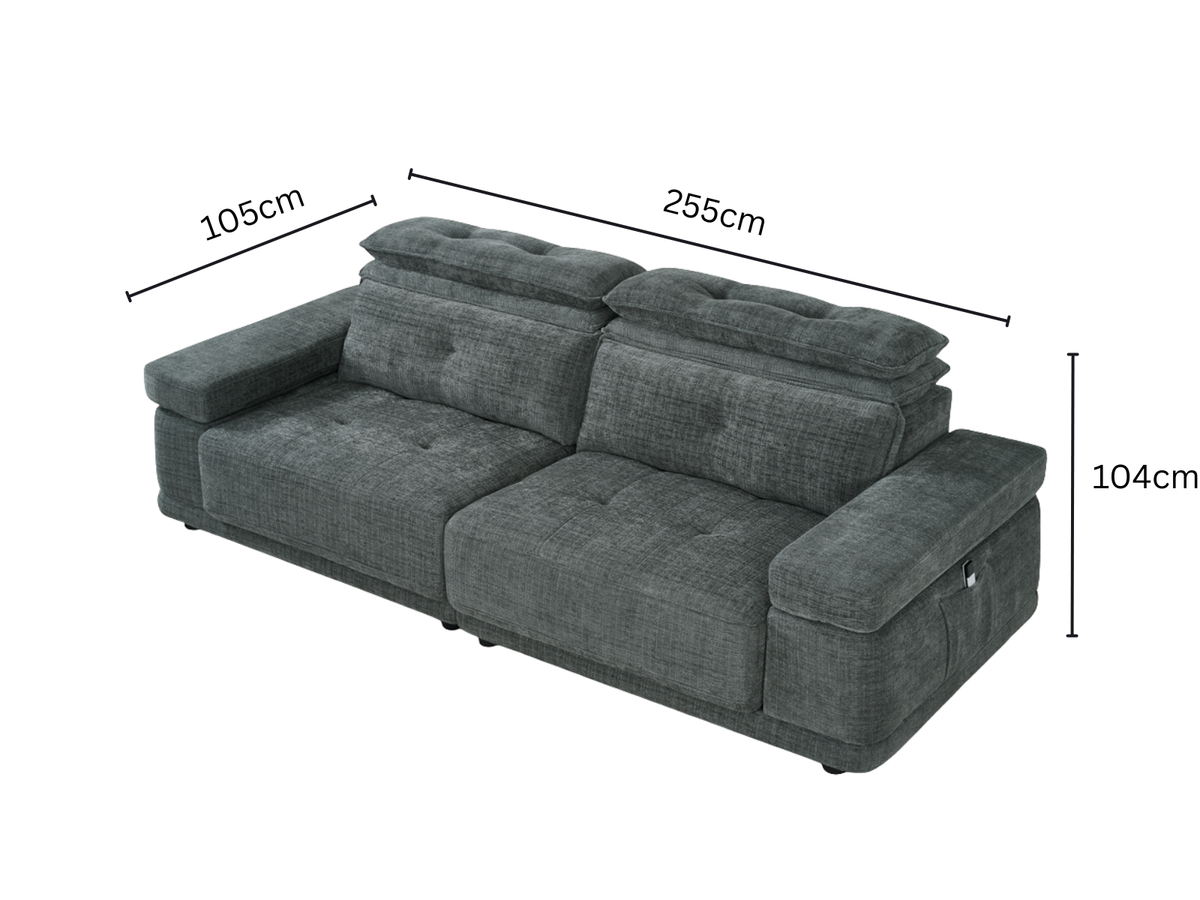 Hover  Dark Grey Floating Sofa Bed – Remote-Controlled Extending Seats & Adjustable Headrests