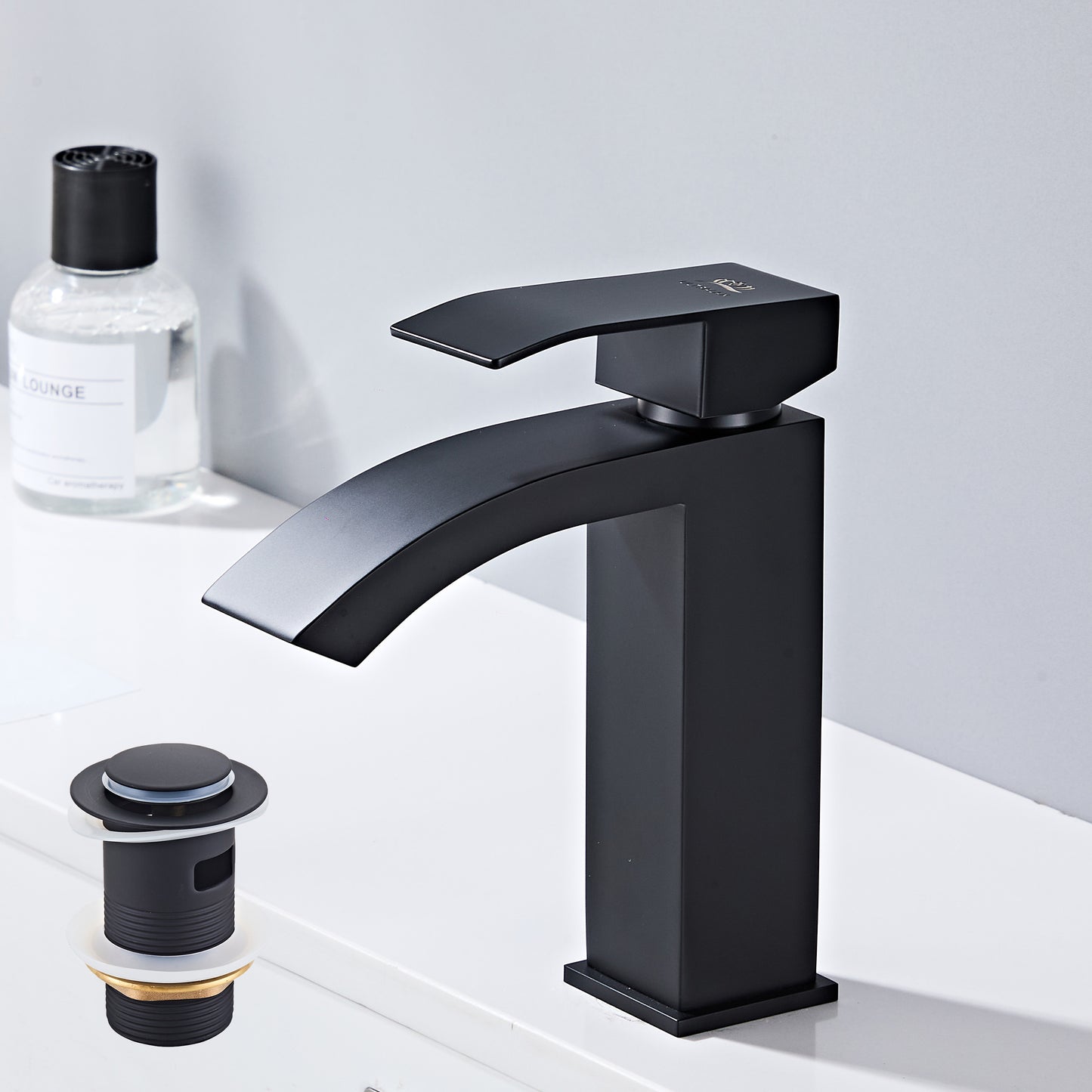 City Matt Black Mini Cloakroom Basin Tap & Waste