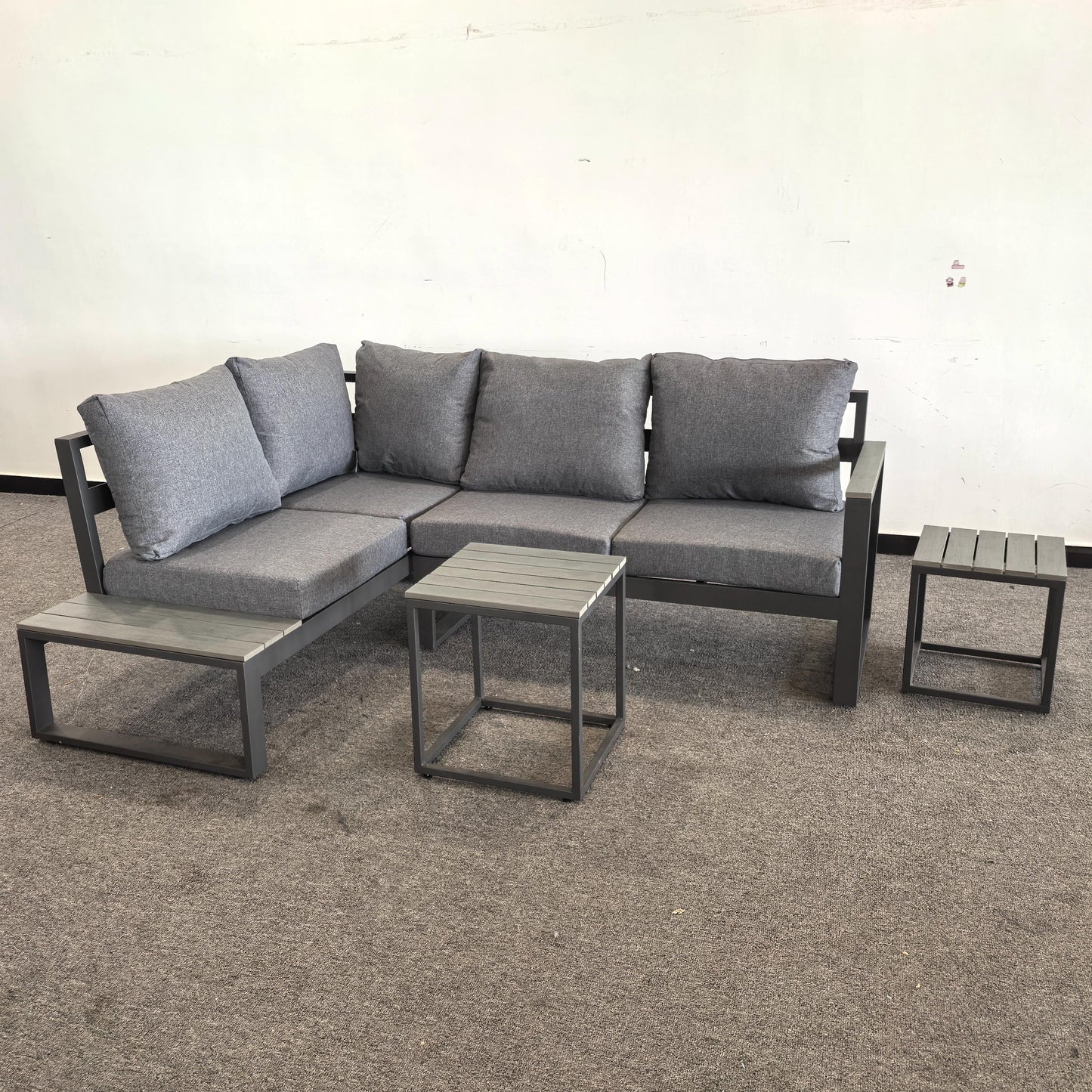 Due in 08/05/25  #AL-17 Floor Sample Clearance Sale Aluminium Lounger Corner Sofa Set with Coffee Tables