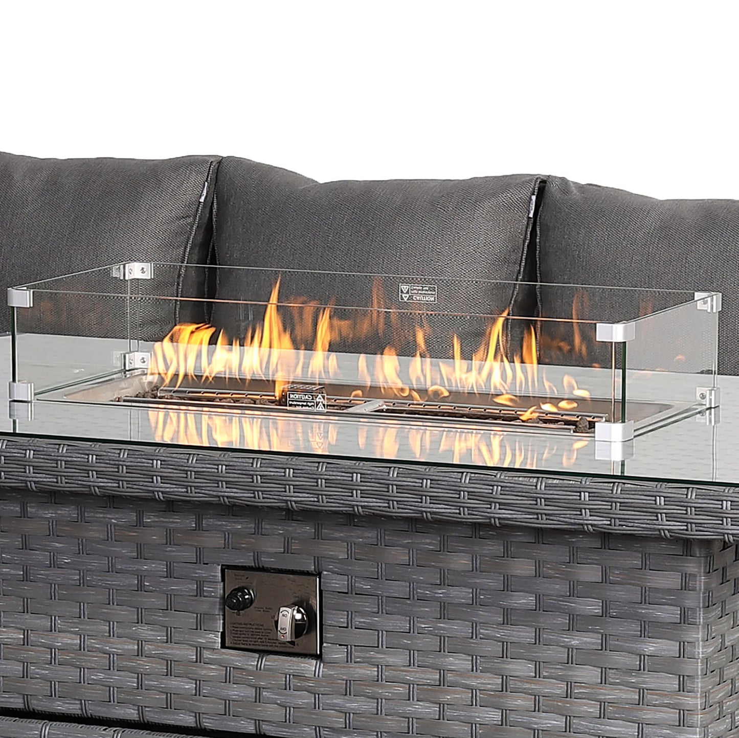 Due in End of Sep..Isobella High Back Right Hand Corner Sofa Set with Fire Pit Rising Table